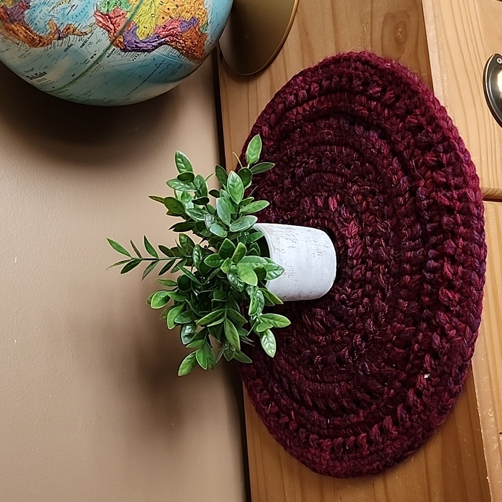 Handmade round crochet placemat